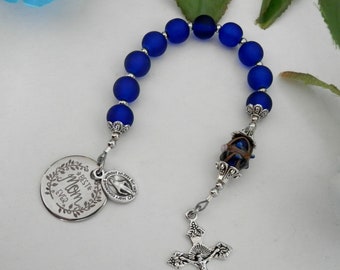 MOM Blue Rosary, MIRACULOUS MEDAL Catholic rosary, Best Mom Ever, Catholic gift