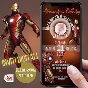 INVITO DIGITALE COMPLEANNO bimbo Ironman per whatsapp e tutti i canali social!
