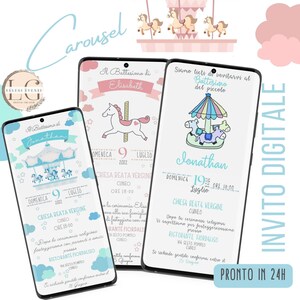 INVITO DIGITALE battesimo - Giostrine per bimbo e bimba - per invio WhatsApp, email e tutti i canali social che preferisci!