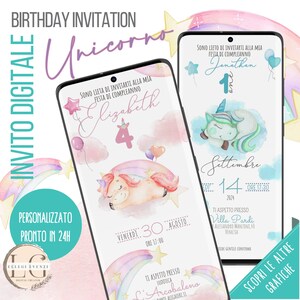 INVITO DIGITALE COMPLEANNO Unicorno per whatsapp e tutti i canali social che preferisci!