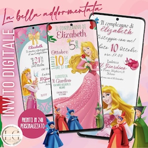 INVITO DIGITALE COMPLEANNO bimba La bella addormentata,  per whatsapp e tutti i canali social che preferisci!