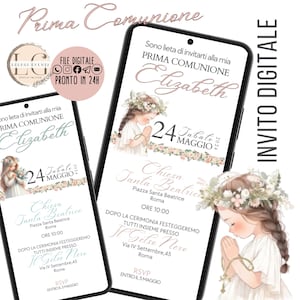 INVITO DIGITALE COMUNIONE bambina- whatsapp, email e tutti i canal social che preferisci!