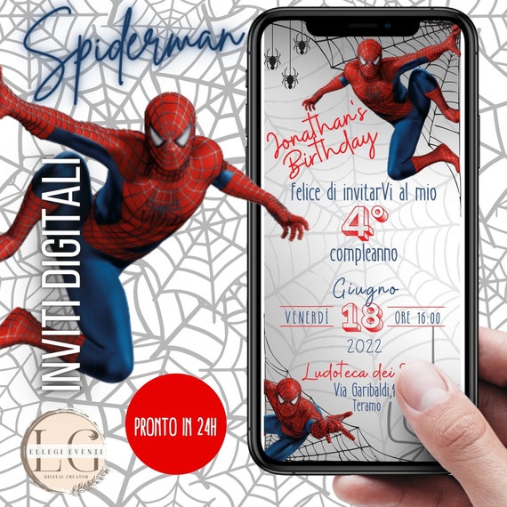 INVITO DIGITALE COMPLEANNO bimbo Spiderman, per whatsapp e tutti i canali  social -  Italia