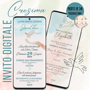 INVITO DIGITALE CRESIMA colomba ! Whatsapp, Instagram, Facebook...