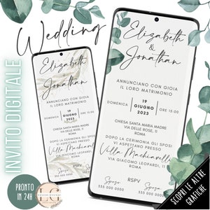 INVITO DIGITALE MATRIMONIO per invio whatsapp e su tutti i canali social! Tableau, segnaposto, Tag, Menù....