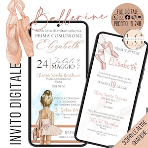 INVITO DIGITALE COMUNIONE "Ballerine"- whatsapp, email e tutti i canal social che preferisci!
