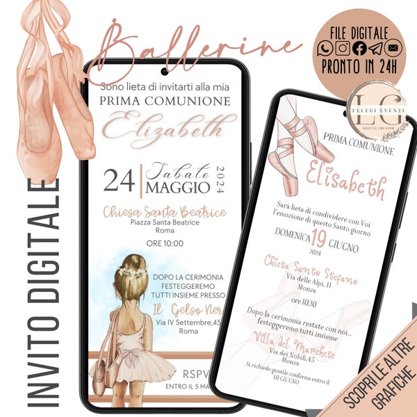 DIGITAL COMMUNION INVITATION "Ballerinas" - whatsapp, email and all the social channels you prefer!