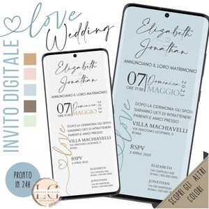 INVITO DIGITALE MATRIMONIO LOVEper invio whatsapp e su tutti i canali social! Tableau, segnaposto, Tag, Menù....
