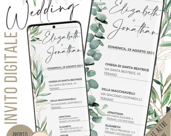 DIGITAL WEDDING INVITATION for sending whatsapp and on all social channels! Tableau, placeholders, Tags, Menus....