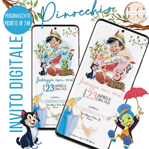 INVITO DIGITALE COMPLEANNO Pinocchio,  per whatsapp e tutti i canali social che preferisci!