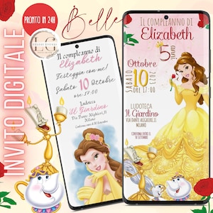INVITO DIGITALE COMPLEANNO La Bella e la Bestia,  per whatsapp e tutti i canali social che preferisci!