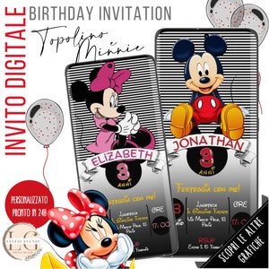 INVITO DIGITALE COMPLEANNO Topolino/Minnie, per whatsapp e tutti i canali social!
