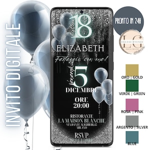INVITO DIGITALE Compleanno| Glitter | per invio WhatsApp, email e tutti i canali social che preferisci!