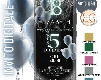 DIGITAL INVITATION Birthday| Glitter | for sending WhatsApp, email and all the social channels you prefer!