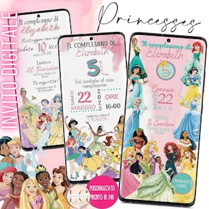 INVITO DIGITALE COMPLEANNO bimba Le Principesse,  per whatsapp e tutti i canali social che preferisci!