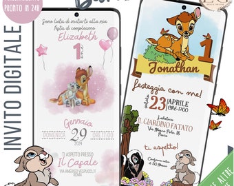 INVITO DIGITALE COMPLEANNO Bambi per whatsapp e tutti i canali social che preferisci!