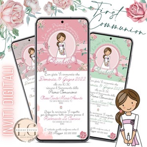 INVITO DIGITALE COMUNIONE bambina, whatsapp, email e tutti i canal social che preferisci!