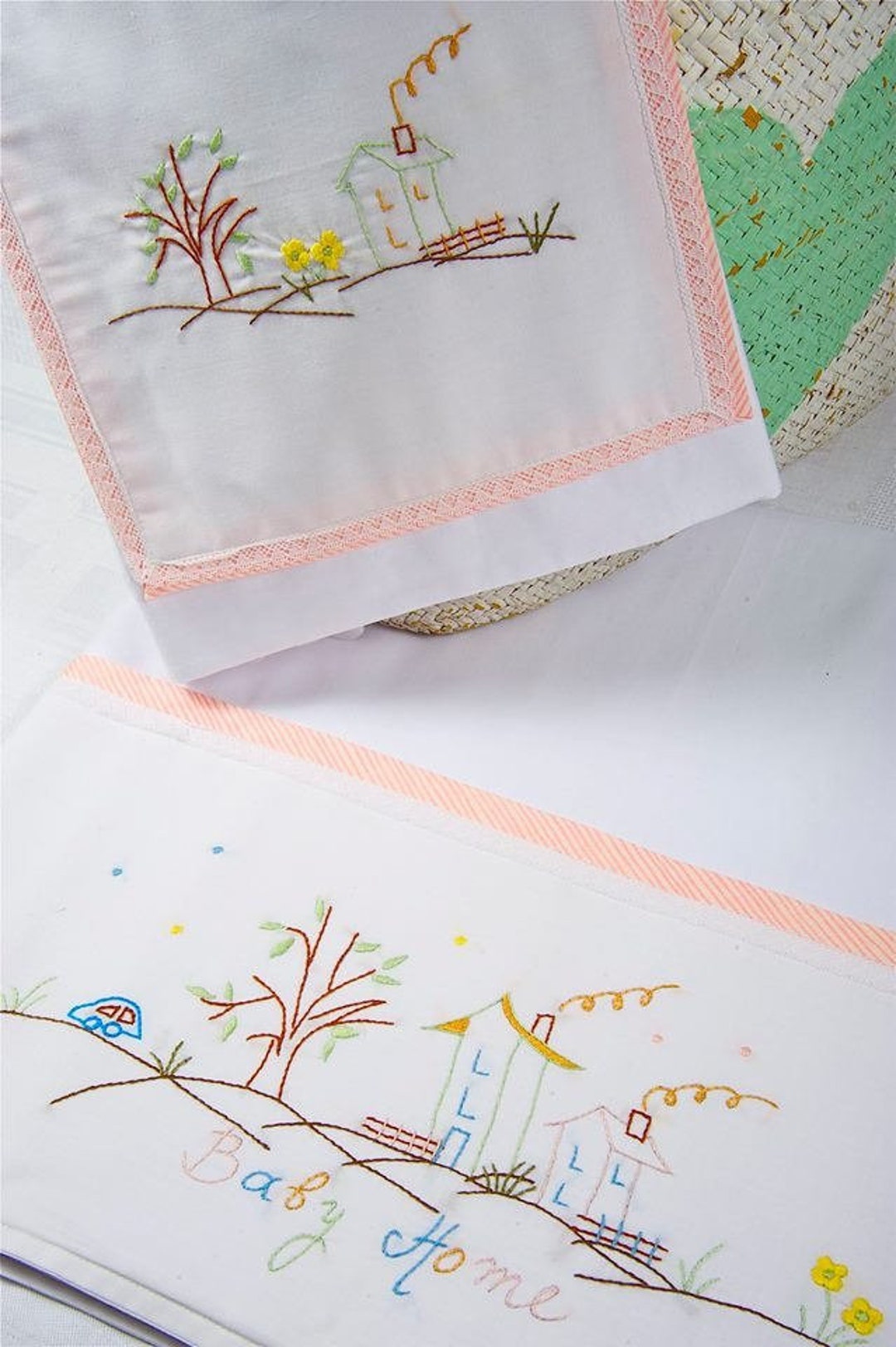 Hand Embroidered Baby Bedding Newborn Gift Baby Shower Etsy