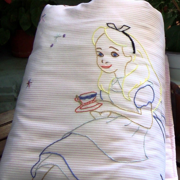 Alice in Wonderland,Disney,Baby girl's blanket,Hand embroidered, Baby shower, Nursery, Birthday gift, Godmother gift, Fairytale duvet,Easter