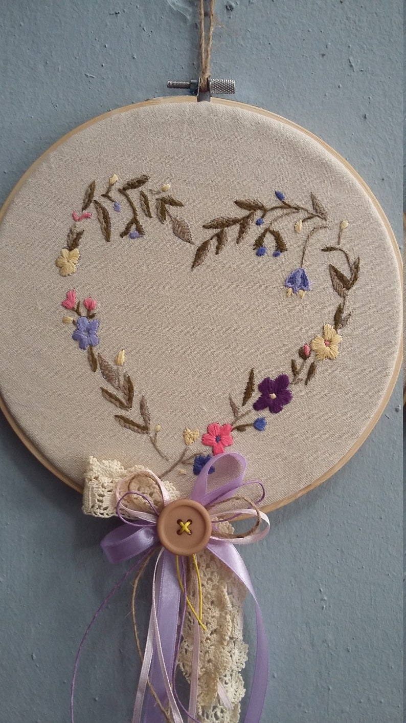 Wooden Hoop hand embroidered baby room artgifthandcrafted image 0
