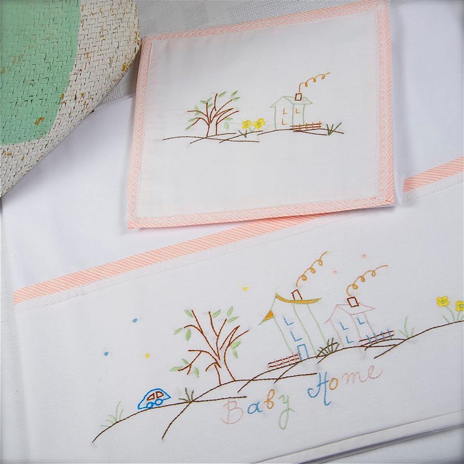 Hand Embroidered Baby Bedding Newborn Gift Baby Shower Etsy