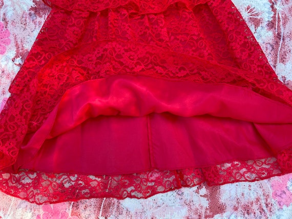 Vintage 1980s Red Lace Tiered Dress by Latitudes … - image 9