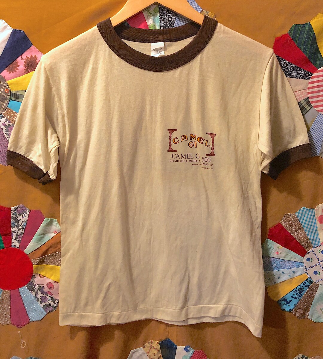 Vintage RARE 1982 Camel GT 500 Ringer T-shirt Tee Charlotte Motor