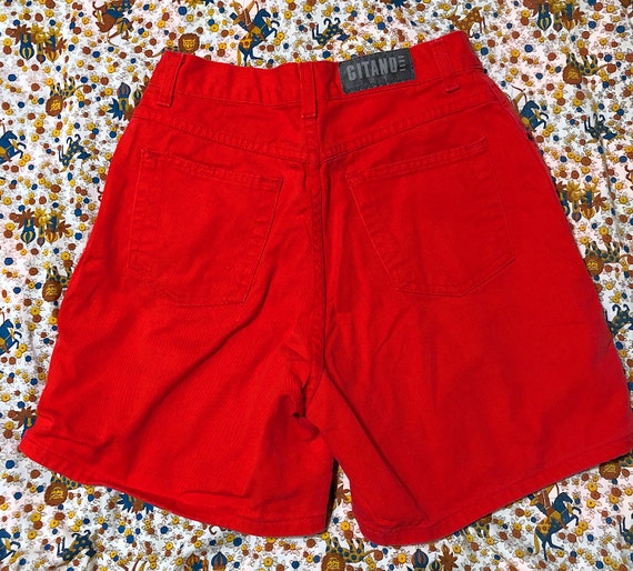 Vintage 1980s Gitano Red Denim Shorts Cotton Short