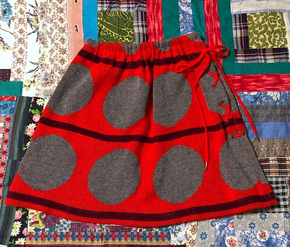 Vintage 1960s 1970s Novelty Print Knit Micro Mini