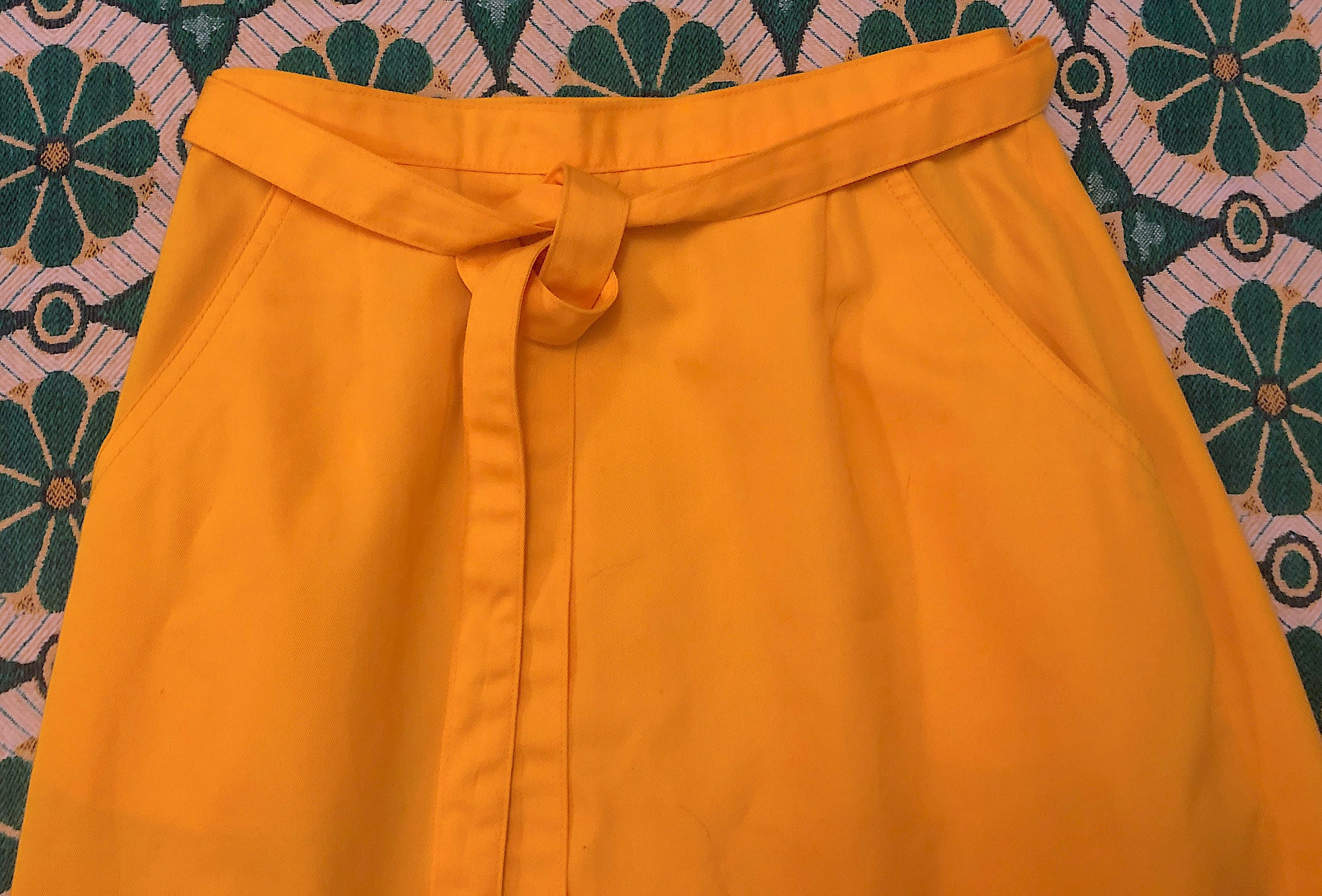 Vintage 1970s 1980s Bright Yellow Cotton Wrap Skirt Boho | Etsy