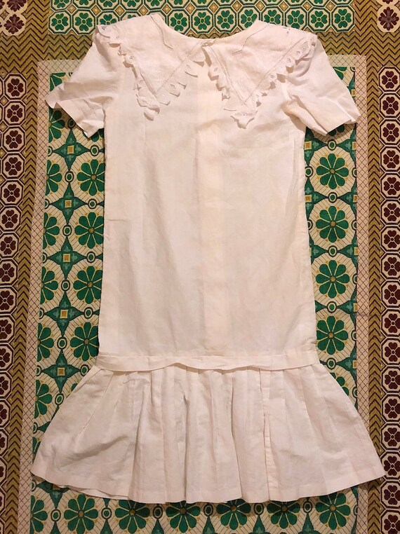 Vintage 1980s Does 1920s Ramie Cotton Drop Waist W