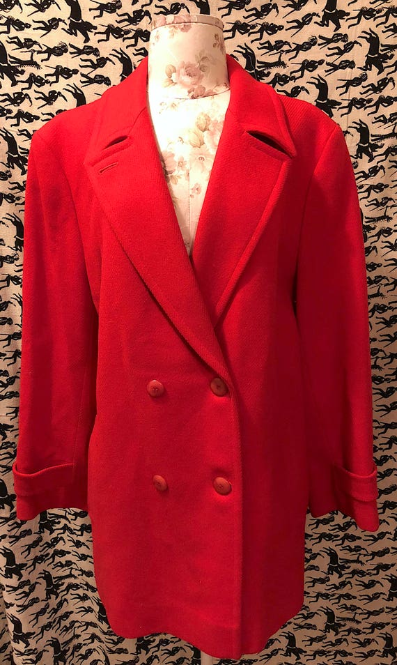 Vintage 1970s 1980s Pendleton Red Wool Pea Coat Cl