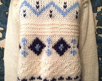 Vintage 1980s Fair Isle Print Cozy Sweater Retro Sweater Boho Hippie Bohemian Pullover Sweater