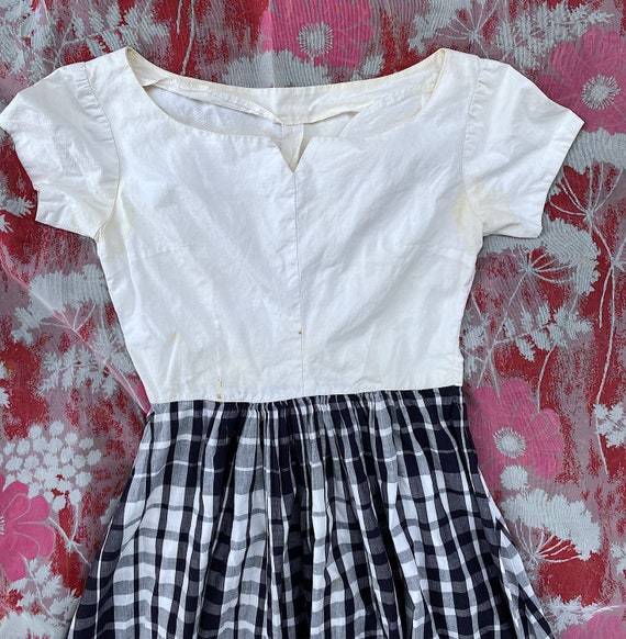 Vintage AS IS 1950s Dress Gingham Cotton Fit and … - image 8