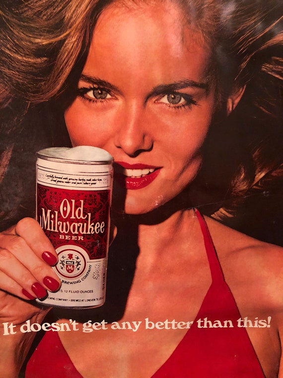 Vintage Rare 1979 Old Milwaukee Beer Advertising Poster Pinup Etsy