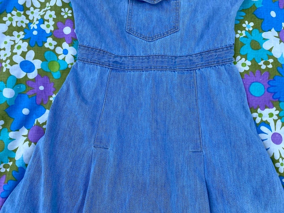 Vintage 1970s 1980s Blue Denim Sundress Boho Bohe… - image 8