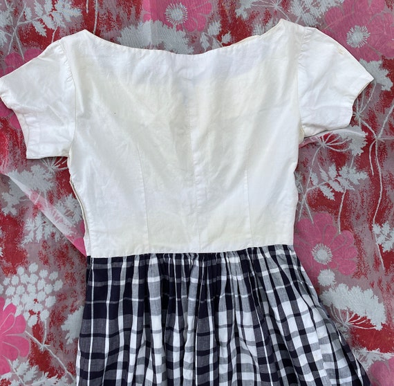 Vintage AS IS 1950s Dress Gingham Cotton Fit and … - image 3