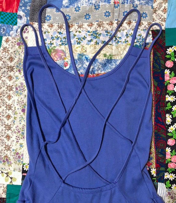 Vintage 1980s Purple Cotton Knit Jumpsuit Backles… - image 6
