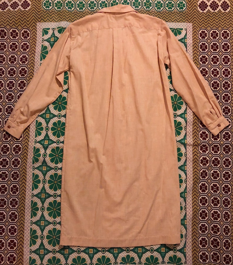 Vintage 1970s Peachy Brown Button Down Shirt Dress Cotton | Etsy