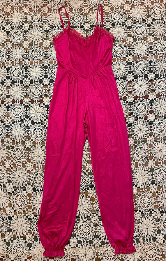 Vintage 1970s 1980s Hot Pink Nylon Jumpsuit by Lady C… Gem