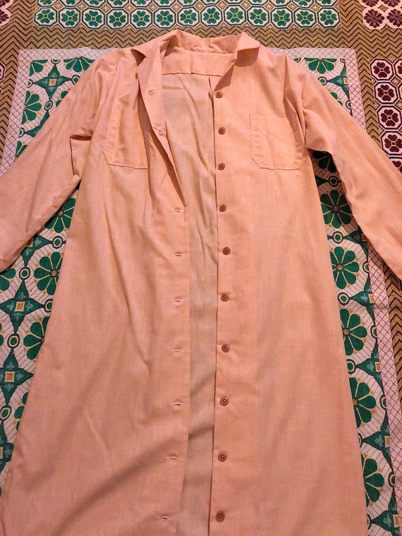 Vintage 1970s Peachy Brown Button Down Shirt Dres… - image 4