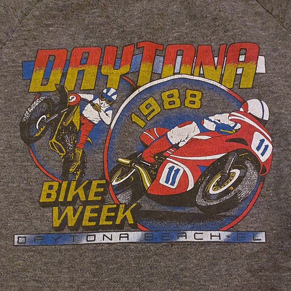 Vintage 1988 Daytona Florida Bike Week Harley Davidson Sweatshirt Dark Grey Sweatshirt Retro Biker Wear Unisex Sweatshirt Size Small Medium