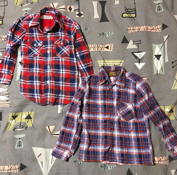 Vintage 1970s 1980s Lot of Kids Flannel 
