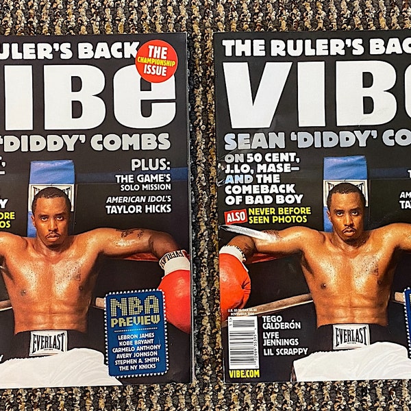Vintage 2000's VIBE Hip Hop Magazine The Championship Issue Sean Diddy Combs, NBA Preview Kobe Lebron Carmelo NY Knicks November 2006