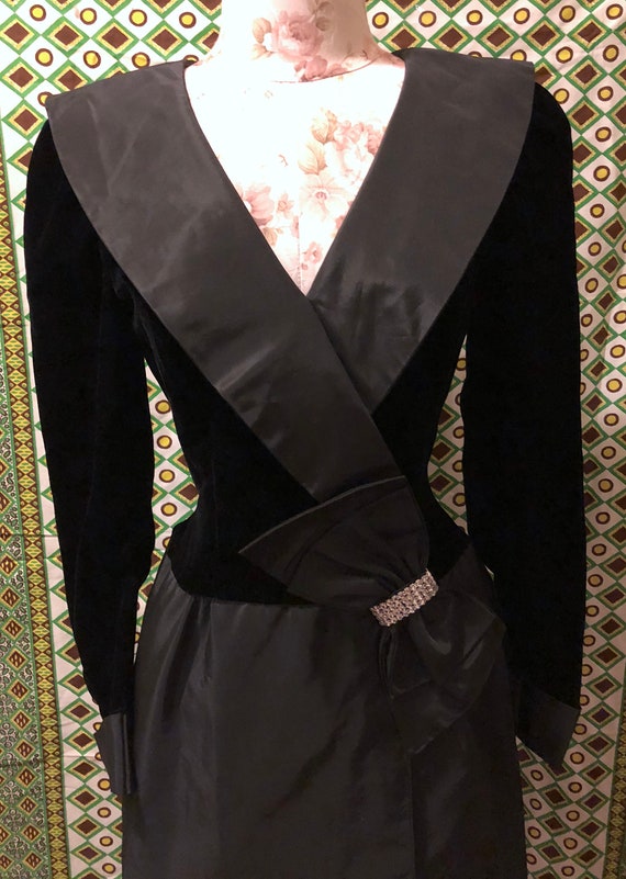 Vintage 1970s 1980s Black Dress Cocktail Dress Pr… - image 2