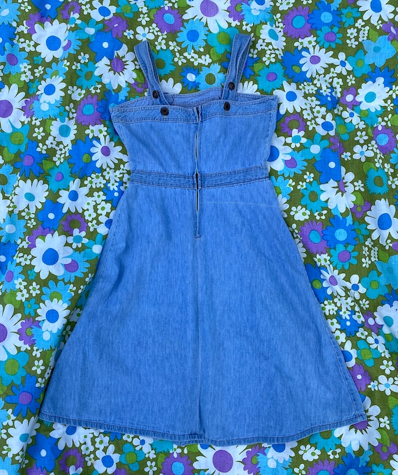 Vintage 1970s 1980s Blue Denim Sundress Boho Bohe… - image 6