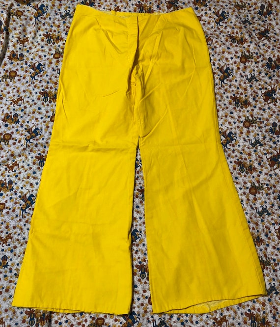 Vintage 1970s Bell Bottom Hip Hugger Bright Yellow