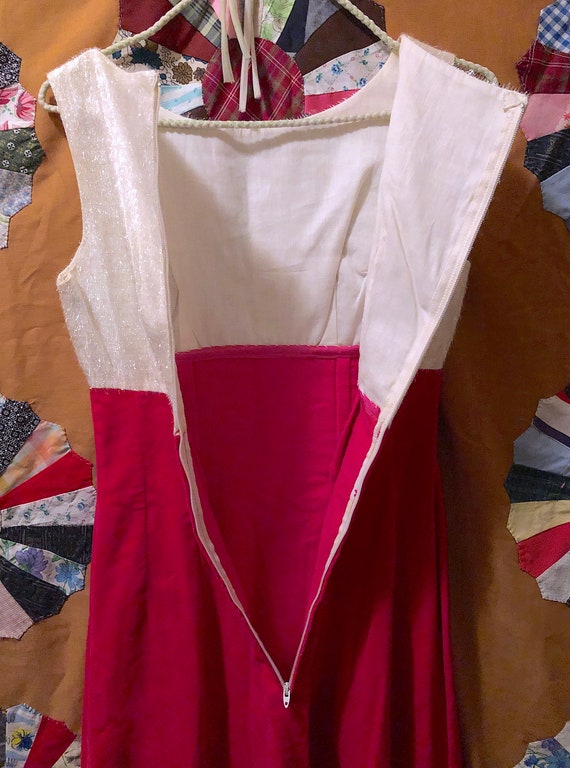 Vintage 1960s Colorblock Hot Pink and White Shimm… - image 5
