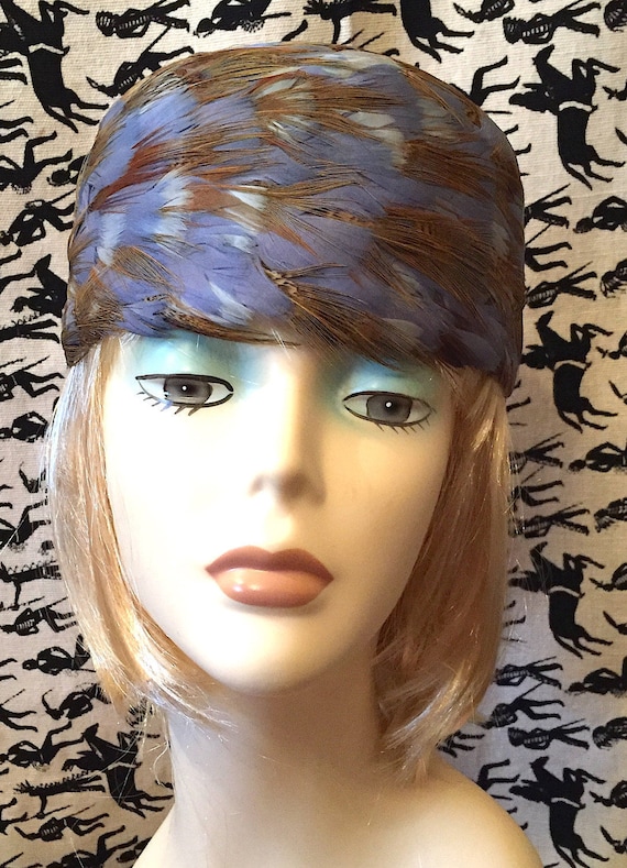 Vintage 1940s Feather Hat Feather Cloche Retro Hat