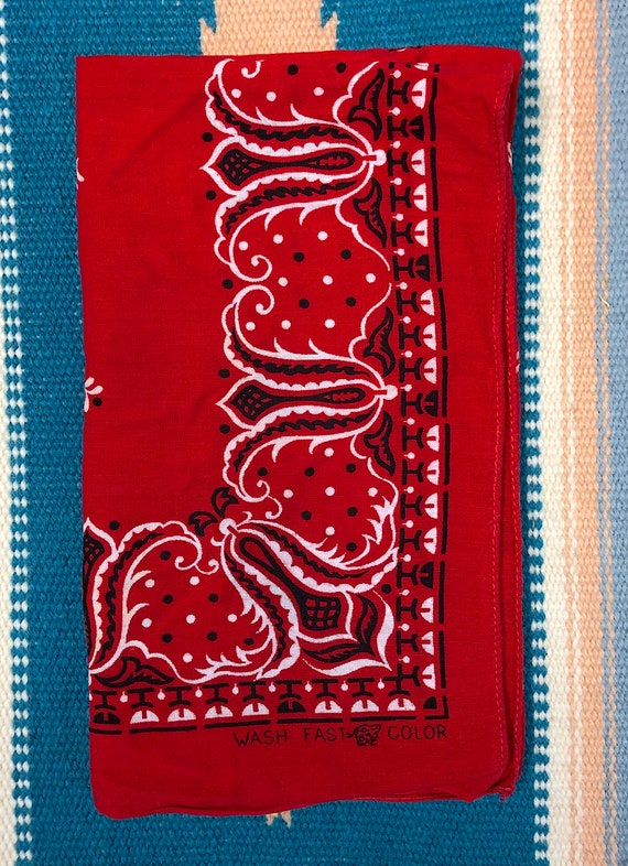 Vintage Bandana, 1940s Bandana, Western Bandana, Red Bandana